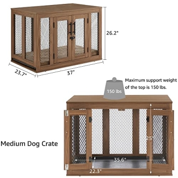 Unipaws Decorative Dog Crate for Medium Dogs with Tray