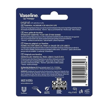 Vaseline Lip Therapy Original - 4 Pack for Dry Lips