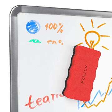 ARTEZA Whiteboard Cleaner Set, 12 Assorted Colors Chisel Tip Dry Erase Markers, Magnetic Eraser & 2 Cleaners, 8-ounces Each, Office Supplies