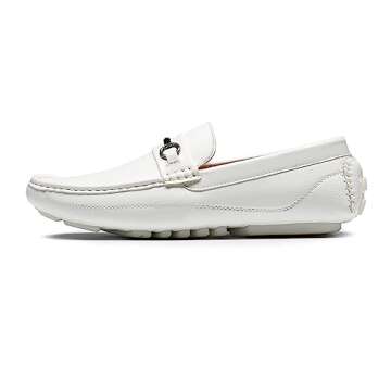 Bruno Marc Men's Driving Moccasins Penny Loafers Slip-On Shoes in White-1