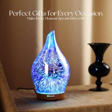 Porseme Oil Diffuser 3D Glass Aromatherapy Ultrasonic Humidifier, Air Refresh Auto Shut-Off, Timer Setting, BPA Free for Home Hotel Yoga Leisure SPA Gift 150ml Last 6H
