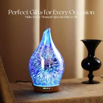 Porseme Oil Diffuser 3D Glass Aromatherapy Ultrasonic Humidifier, Air Refresh Auto Shut-Off, Timer Setting, BPA Free for Home Hotel Yoga Leisure SPA Gift 150ml Last 6H