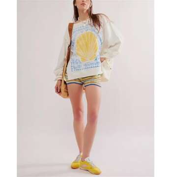 Asadovce Women Oversized Graphic Sweatshirt Y2k Long Sleeve Vintage Crewneck Shirt Top Drop Shoulder Sweater Pullover Shell White