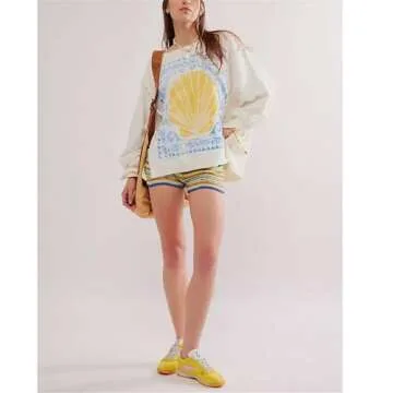 Asadovce Women Oversized Graphic Sweatshirt Y2k Long Sleeve Vintage Crewneck Shirt Top Drop Shoulder Sweater Pullover Shell White