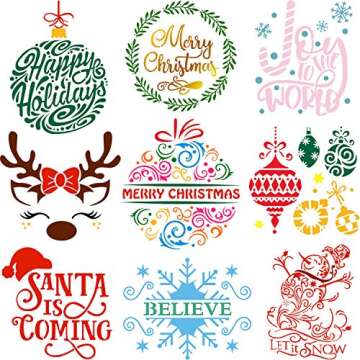 Reusable 12 x 12 Inch Christmas Stencils for Crafts