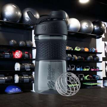 BlenderBottle SportMixer Shaker Bottle, 20 Oz, Black