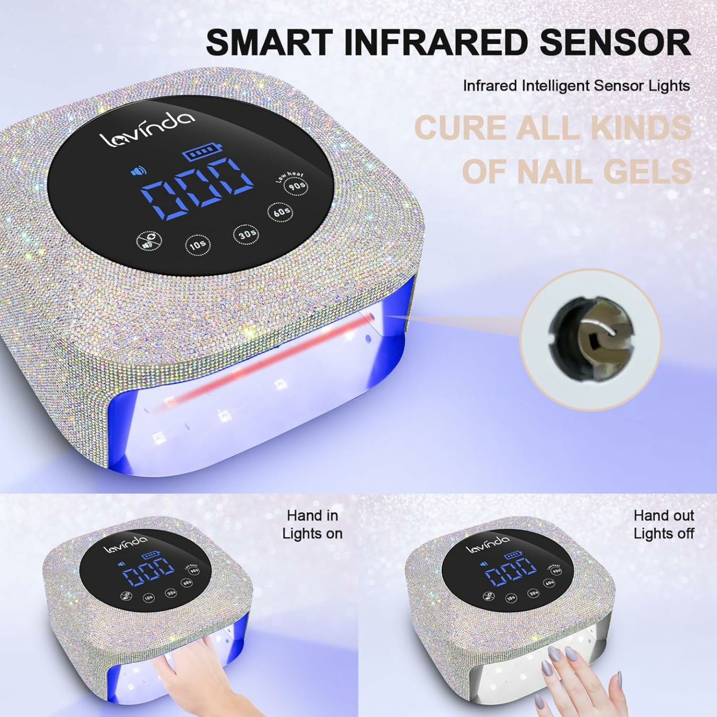 54W Cordless Lavinda UV LED Nail Lamp for Quick Dry