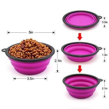 Dog Bowl Pet Collapsible Bowls, 2 Pack Collapsible Dog Water Bowls for Cats Dogs, Portable Pet Feeding Watering Dish for Walking Parking Traveling with 2 Carabiners (Small, Green+Purple)