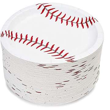 BLUE PANDA 80 Pack BaseBall Plates, Sports Themed Birthday Party Supplies and Decorations (7 in)