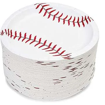 BLUE PANDA 80 Pack BaseBall Plates, Sports Themed Birthday Party Supplies and Decorations (7 in)