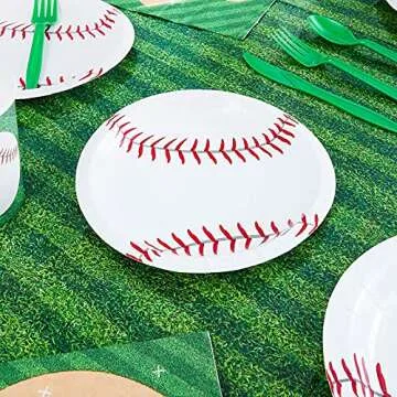 BLUE PANDA 80 Pack BaseBall Plates, Sports Themed Birthday Party Supplies and Decorations (7 in)