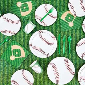 BLUE PANDA 80 Pack BaseBall Plates, Sports Themed Birthday Party Supplies and Decorations (7 in)