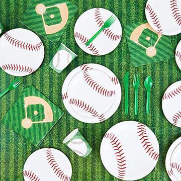 BLUE PANDA 80 Pack BaseBall Plates, Sports Themed Birthday Party Supplies and Decorations (7 in)