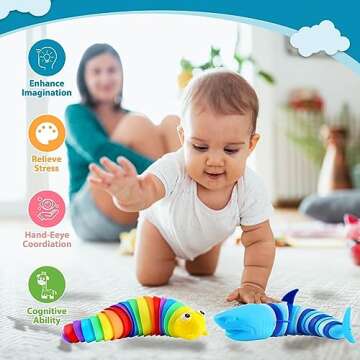 Kabvry Fidget Toys Slug ,Sensory Slug Fidget Toys for Kids ,Toddler Sensory Toys,Easter Egg fillers,ADHD Autism Toys,Preschool Boy Girl Gifts Idea,Easter Basket Stuffers for Kids(Shark and Slug)