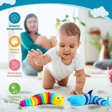 Kabvry Fidget Toys Slug ,Sensory Slug Fidget Toys for Kids ,Toddler Sensory Toys,Easter Egg fillers,ADHD Autism Toys,Preschool Boy Girl Gifts Idea,Easter Basket Stuffers for Kids(Shark and Slug)