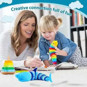 Kabvry Fidget Toys Slug ,Sensory Slug Fidget Toys for Kids ,Toddler Sensory Toys,Easter Egg fillers,ADHD Autism Toys,Preschool Boy Girl Gifts Idea,Easter Basket Stuffers for Kids(Shark and Slug)