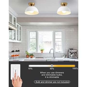 MIAOMEIO Semi Flush Mount Ceiling Light, Modern Ceiling Light Fixture for Kitchen Island Dining Room Foyer Hallway Porch Barn Loft，10in