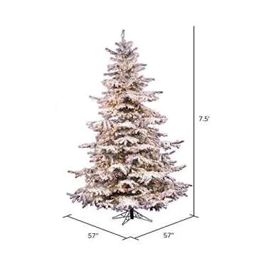 Vickerman 7.5' Flocked Sierra Fir Artificial Christmas Tree, Clear Dura-Lit Lights - Snow Covered Faux Tree - Seasonal Indoor Home Decor