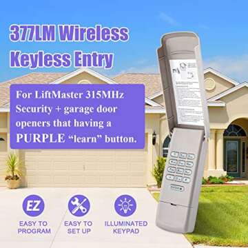 for LiftMaster 377LM Wireless Keypad/Keyless Entry Compatible with Purple Learn Button Sears Craftsm...