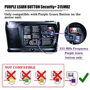 for LiftMaster 377LM Wireless Keypad/Keyless Entry Compatible with Purple Learn Button Sears Craftsman | Chamberlain Garage Door Openers 315Mhz Security +