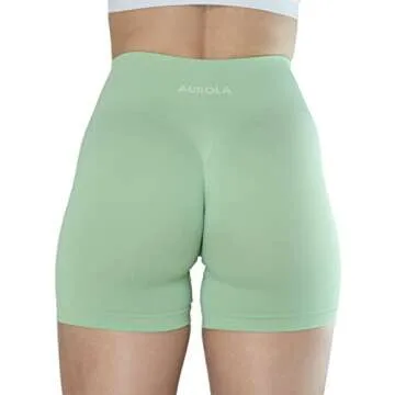 AUROLA Dream Collection Women Workout Shorts High Waist Gym Shorts, Scrunch Butt Seamless Athletic Shorts,Pastel Green,M