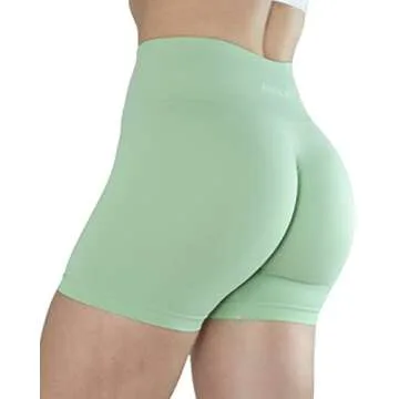AUROLA Dream Collection Women Workout Shorts High Waist Gym Shorts, Scrunch Butt Seamless Athletic Shorts,Pastel Green,M