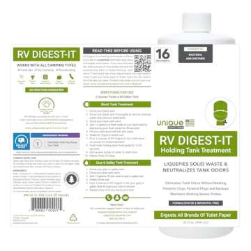 Unique RV Digest-It Black Water Tank Treatment - 16 Uses Per Bottle - Eliminates Odor and Liquifies ...