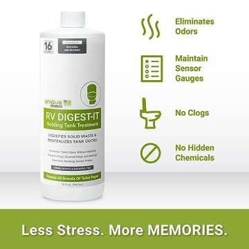 Unique RV Digest-It Black Water Tank Treatment - 16 Uses Per Bottle - Eliminates Odor and Liquifies Waste (32 oz)