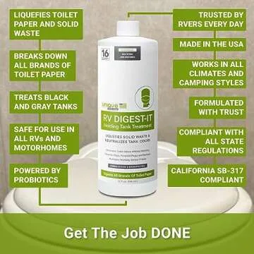 Unique RV Digest-It Black Water Tank Treatment - 16 Uses Per Bottle - Eliminates Odor and Liquifies Waste (32 oz)