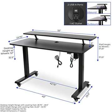 Stand Steady Tranzendesk Power Electric Desk with Charging