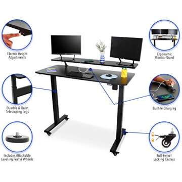 Stand Steady Tranzendesk Power Electric Desk with Charging