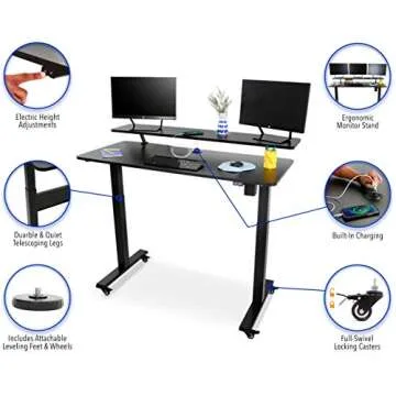 Stand Steady Tranzendesk Power Electric Desk with Charging