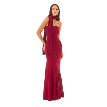 BIOPQQ Women's Close-Fitting Elegant Evening Dress with Cape