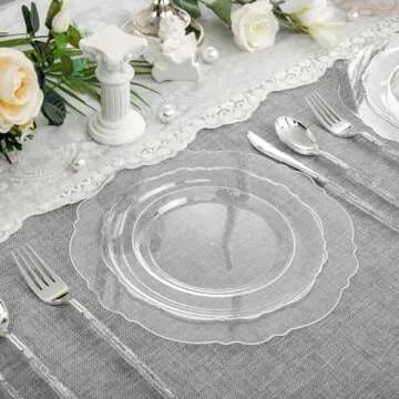 Liacere 150PCS Elegant Silver Plastic Plates & Cutlery