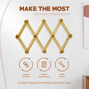 Stylish Expandable Wooden Wall Rack for Hats Belts More