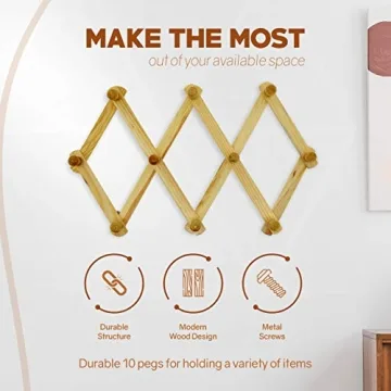 Stylish Expandable Wooden Wall Rack for Hats Belts More