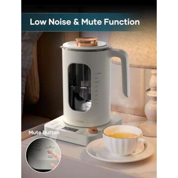 Electric Tea Kettle, INTASTING Glass Electric Kettle with tea Infuser and Precise knob temperature control, 1200W Fast Heating, BPA-Free, Easy to Clean, for Tea and coffee (White)