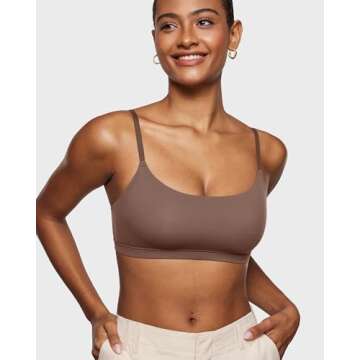 INLYRIC Women's Inbarely Bralettes Cami Bras No Underwire Wireless Seamless Unlined Comfort Sports Bra Brown Purple X-Large