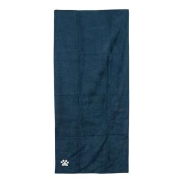 Country Living Large Marine Blue Microfiber Dog Bath Towel - Quick-Drying, Absorbent, and Durable, Machine Washable, Embroidered Paw Print, 48" x 22" Dog Sizes and Fur Types
