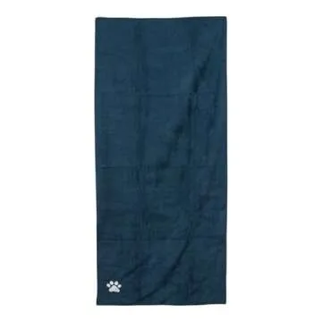 Country Living Large Marine Blue Microfiber Dog Bath Towel - Quick-Drying, Absorbent, and Durable, Machine Washable, Embroidered Paw Print, 48" x 22" Dog Sizes and Fur Types