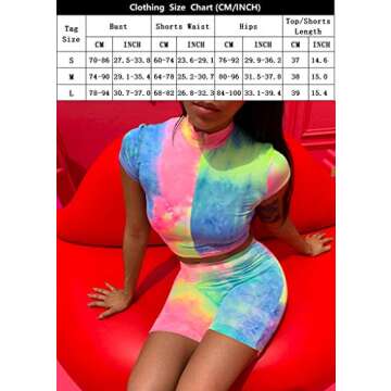 Sofkiny 2 Piece Outfits for Women Tie Dye Crop Top with Biker Shorts Tracksuits