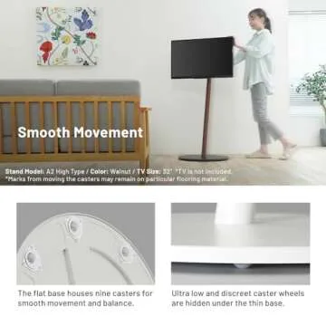 WALL A2 Series Stylish Rolling TV Stand on Wheels
