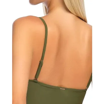 Stylish RELLECIGA Women's Army Green Bandeau Bathing Suit