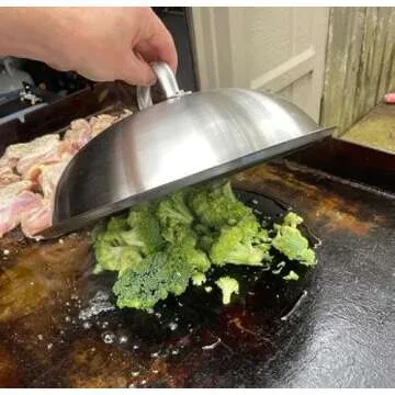 ZBXFCSH Griddle Accessories - Heavy Duty 12 Inch Round Basting Cover - Stainless Steel - Cheese Melting Dome and Steaming Cover - Best for Use in Flat Top Grill Cooking Indoor Outdoor- 2 Domes