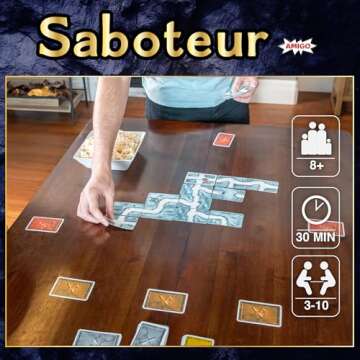 AMIGO Games Saboteur Strategy Card Game – The Adventurous Gold Mining Game Following Your Dwarves Through The Tunnels – Simple to Learn & Perfect for Family Game Night – Kids & Adults Ages 8+