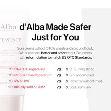 d'alba Piedmont Waterfull Tone-Up Sunscreen Serum BROAD SPECTRUM SPF 50 + Korean Sunscreen for Face, All Skin Tones, Sweat Proof Formula (1.69 fl.oz.)