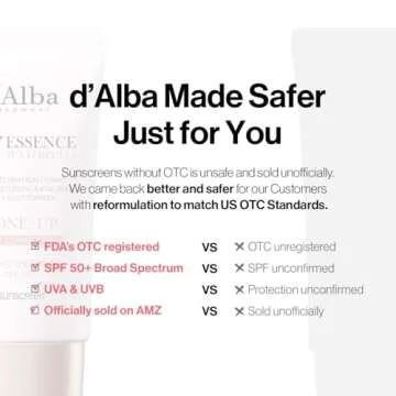 d'alba Piedmont Waterfull Tone-Up Sunscreen Serum BROAD SPECTRUM SPF 50 + Korean Sunscreen for Face, All Skin Tones, Sweat Proof Formula (1.69 fl.oz.)