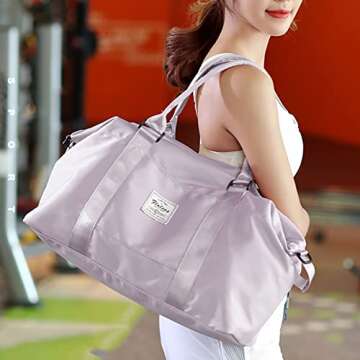 Travel Gym Bag for Women, LANBX Tote Bag Carry on Luggage Sport Duffle Weekender Overnight Bags with...