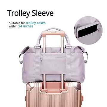 Travel Gym Bag for Women, LANBX Tote Bag Carry on Luggage Sport Duffle Weekender Overnight Bags with Wet Pocket (Light Purple)