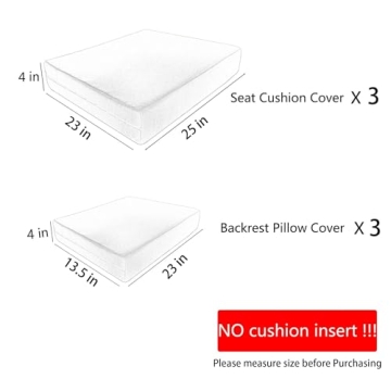SUSIE'S GARDEN 6p Outdoor Cushion Slipcovers Outdoor Patio Cushions Covers Replacement Waterproof with Zipper for 3-Seat Outdoor Rattan Sofa Patio Furniture Cushion Covers Dark Blue, Covers Only